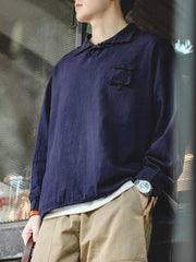 コットン POLO長袖シャツ