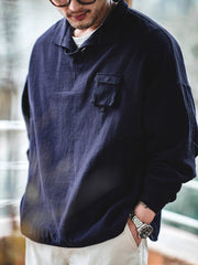 コットン POLO長袖シャツ