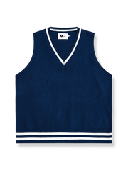 プレッピースタイルのVネックニットベストの製品イメージ
