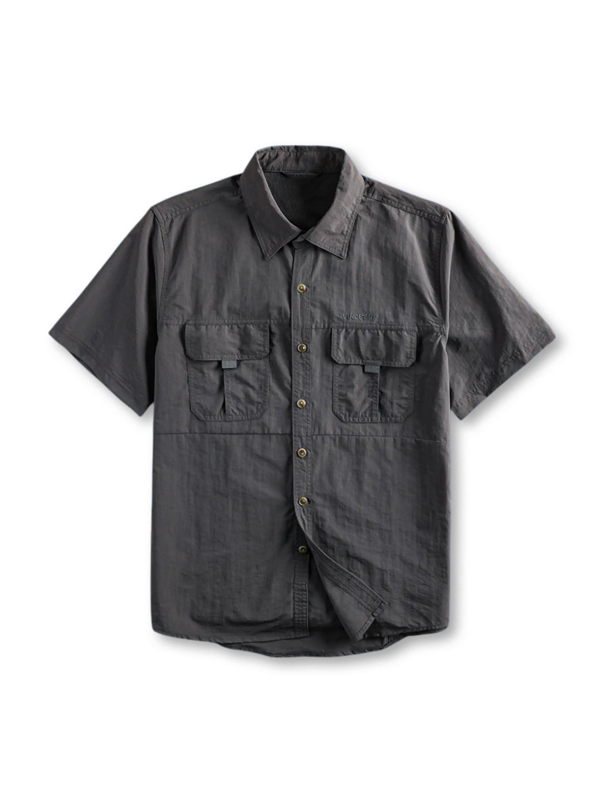 耐引裂性とUVカット機能を備えた軽量リップストップナイロンのワークシャツ、優れた通気性と形状安定性が特徴