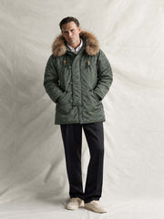 N-3B ファー付きフード パーカー オリーブ