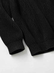 ヘンリーネック 畦編みニット ブラック