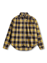 ジップフロント ネルシャツ イエロー×グレー