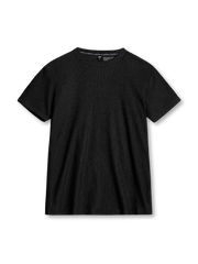 ベージュのスリムフィット リブTシャツ、縦の畝と袖口のリブ付き