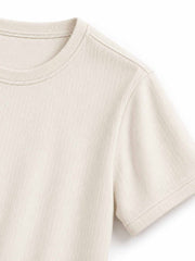 スリムフィット リブTシャツ ベージュ