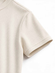 スリムフィット リブTシャツ ベージュ