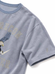 スノー加工 イーグルプリントTシャツ ブルーグレー
