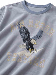 スノー加工 イーグルプリントTシャツ ブルーグレー