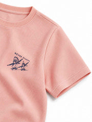 ヘビーワッフル プリントTシャツ ピンク