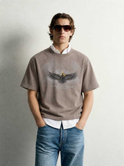 イーグルプリント Tシャツ グレーブラウン