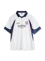 90年代風 サッカーシャツ ホワイト×ネイビー