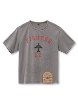 戦闘機プリント 両面Tシャツ ウォッシュグレー