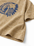ムラ染め プリントTシャツ ウッドブラウン
