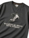 ワークブーツプリント Tシャツ ダークグレー