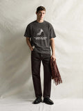 ワークブーツプリント Tシャツ ダークグレー