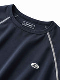 フラットロック配色ステッチ Tシャツ ネイビー