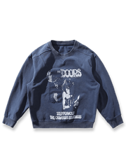 ザ・ドアーズのサイケデリックプリントと「Kill Kill Kill」歌詞が特徴のスウェットシャツ。