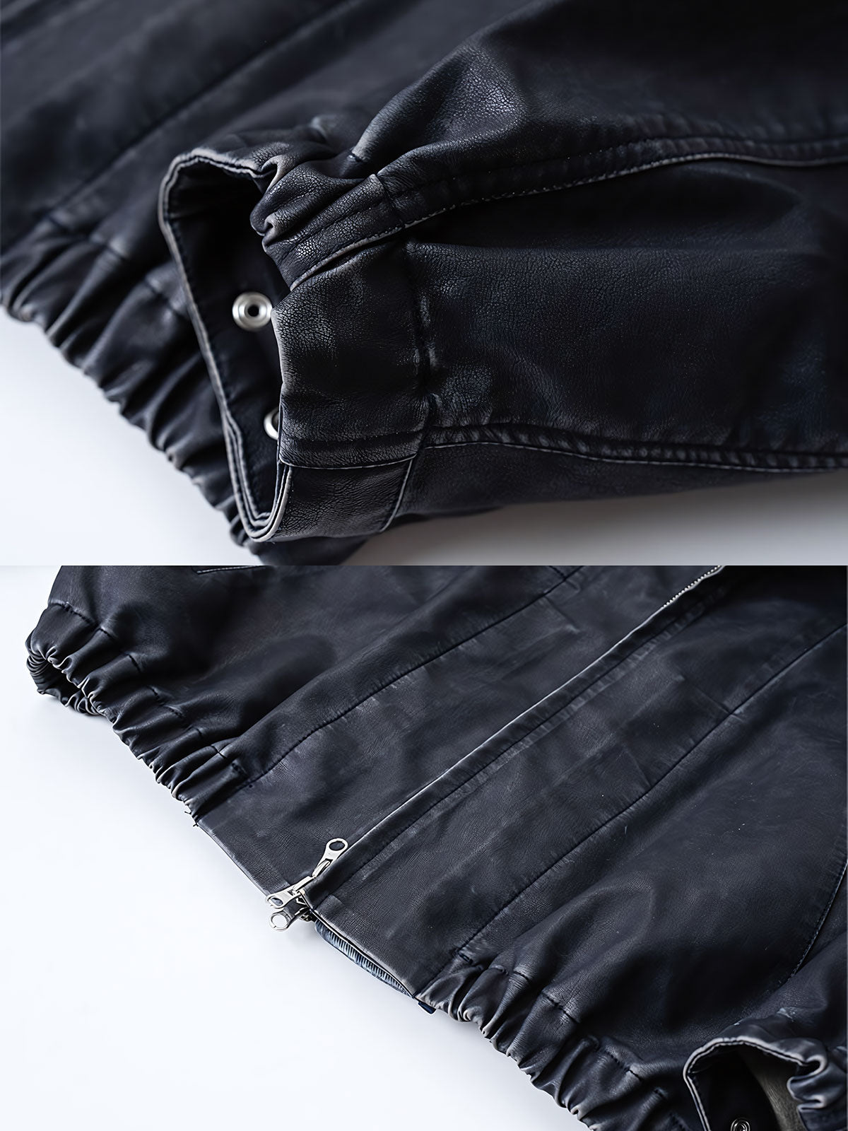 ジャケットのジッパーや袖のディテールクローズアップ