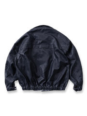 ヴィンテージ風ウォッシュ加工PUレザージャケットの全体図