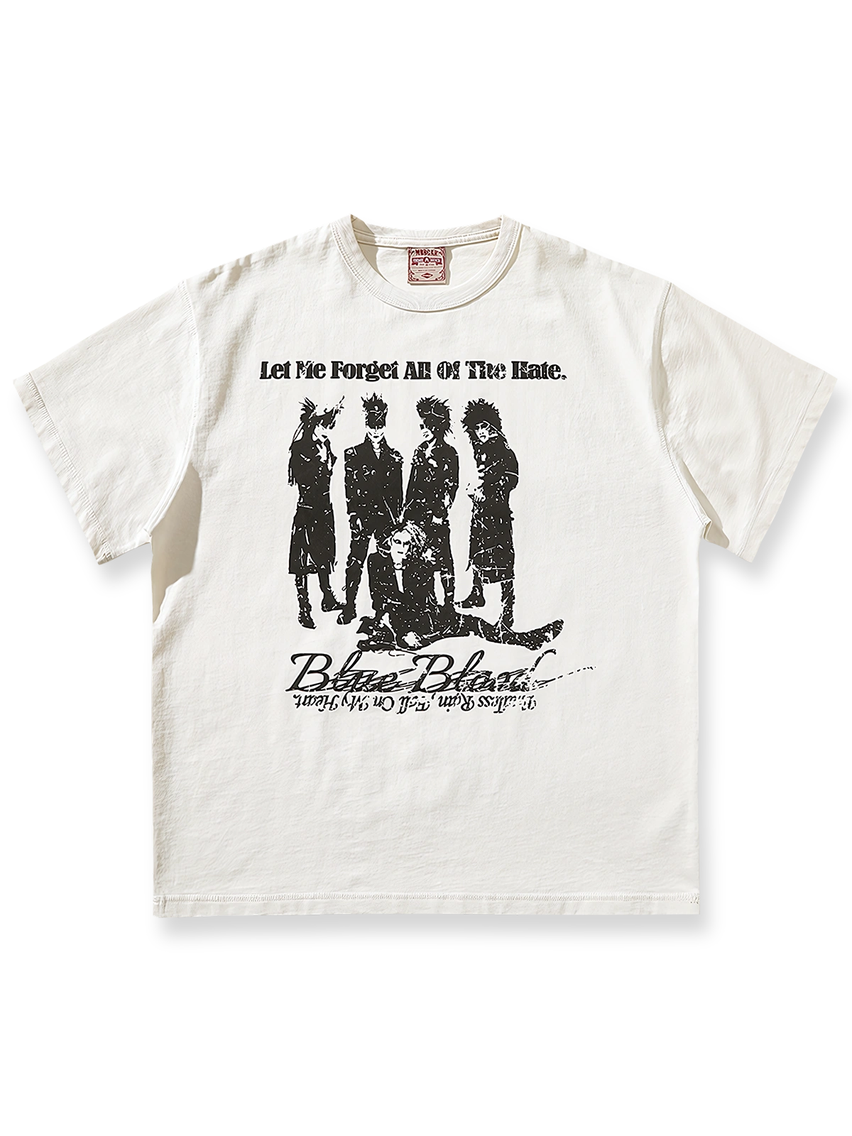 X JAPAN風プリントが施されたパンクロックヴィンテージスタイルの半袖Tシャツ