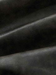 製品画像: ヴィンテージウォッシュドPUレザージャケットの正面ビュー
詳細画像: メタルダブルジップとスナップボタンのディテール表示