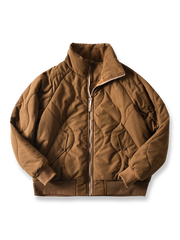 波形キルティングとハイネック、防風・通気性を備えた秋冬用保温ダウンジャケット