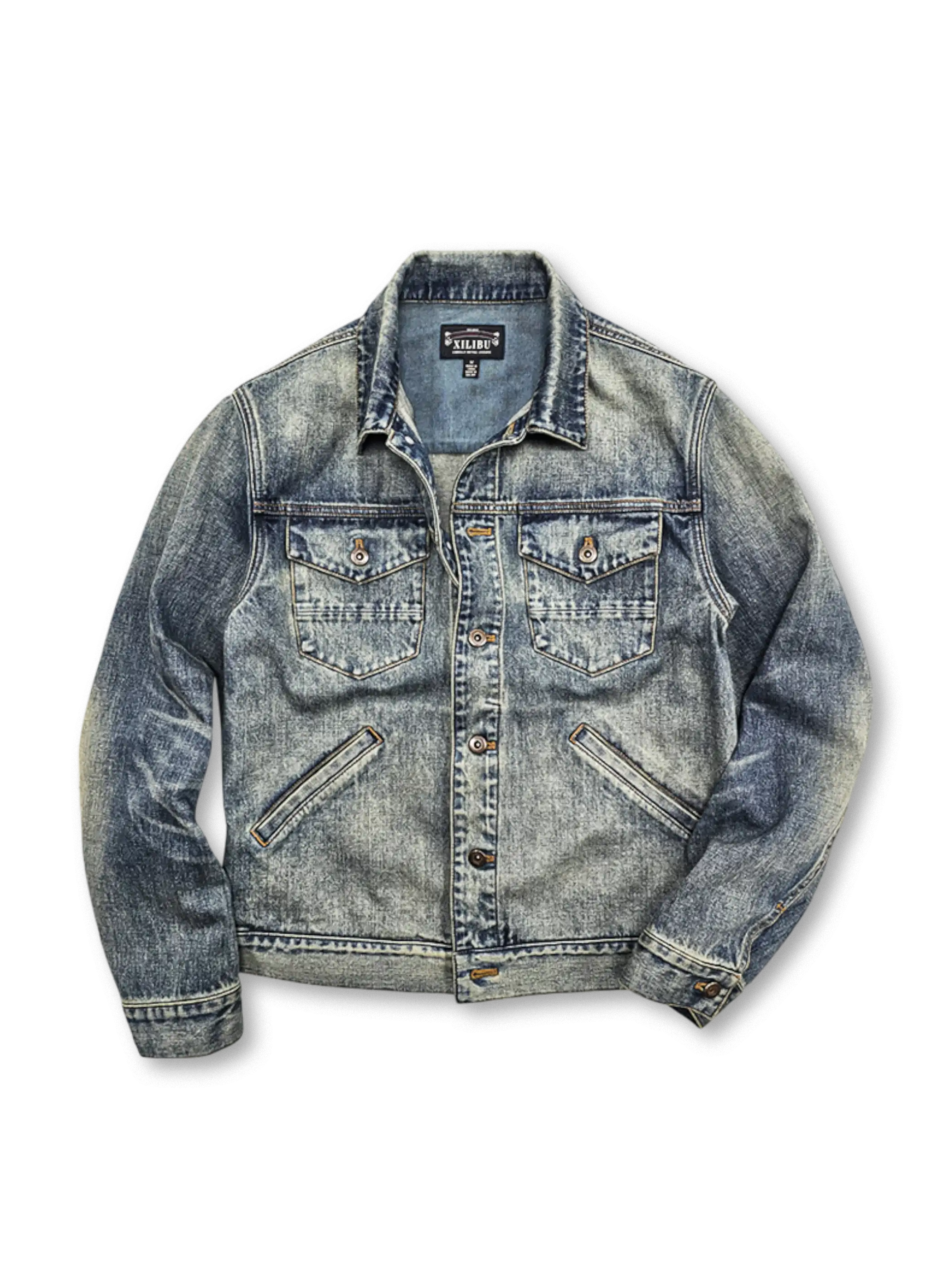 14.6ozヘビーオンスデニムと銅製ドーナツボタンが特徴のアメリカンワークジャケット。リアルな色落ちと快適な着用感。