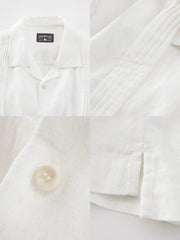 ラミーコットン混紡キューバカラーオルガンプリーツ半袖シャツ