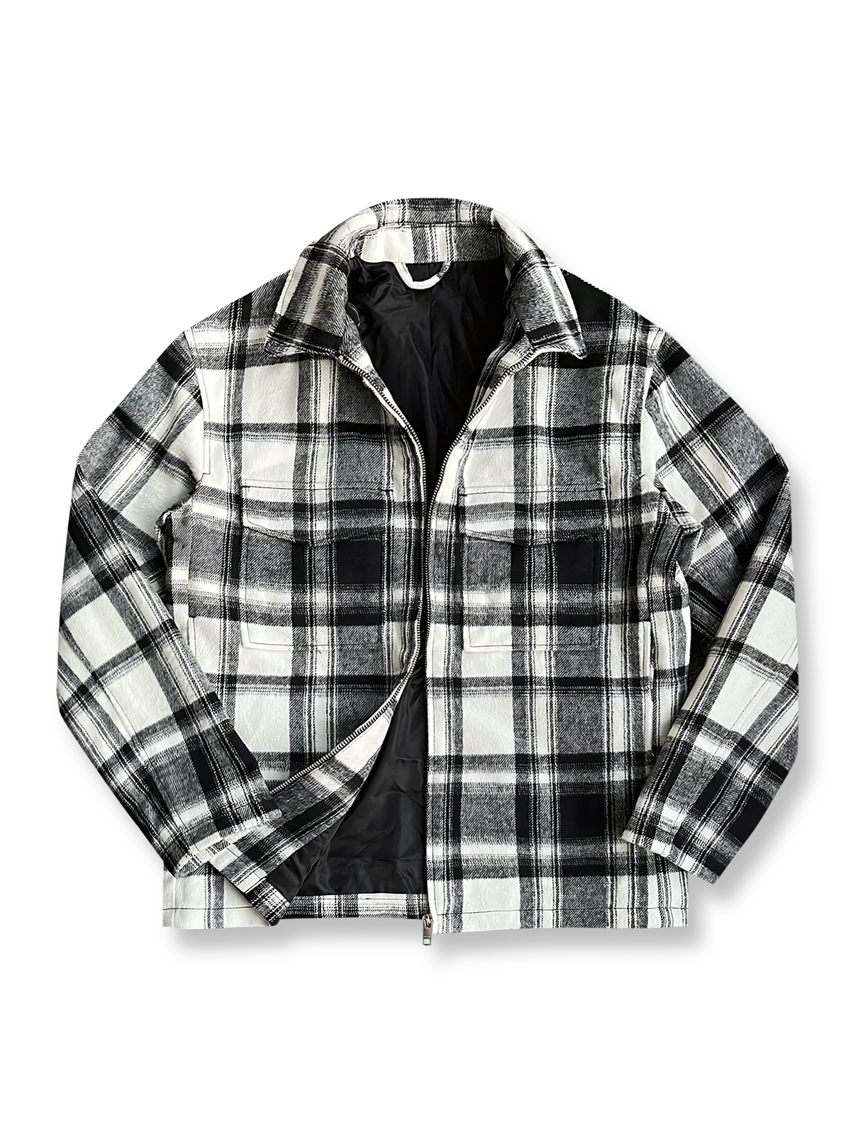 起毛ラシャ素材のモノトーンチェックジャケット。