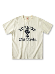 レッドデヴィルス 5th メカニカル歩兵師団 フロックプリントTシャツ全体像(ネイビー・オフホワイト)