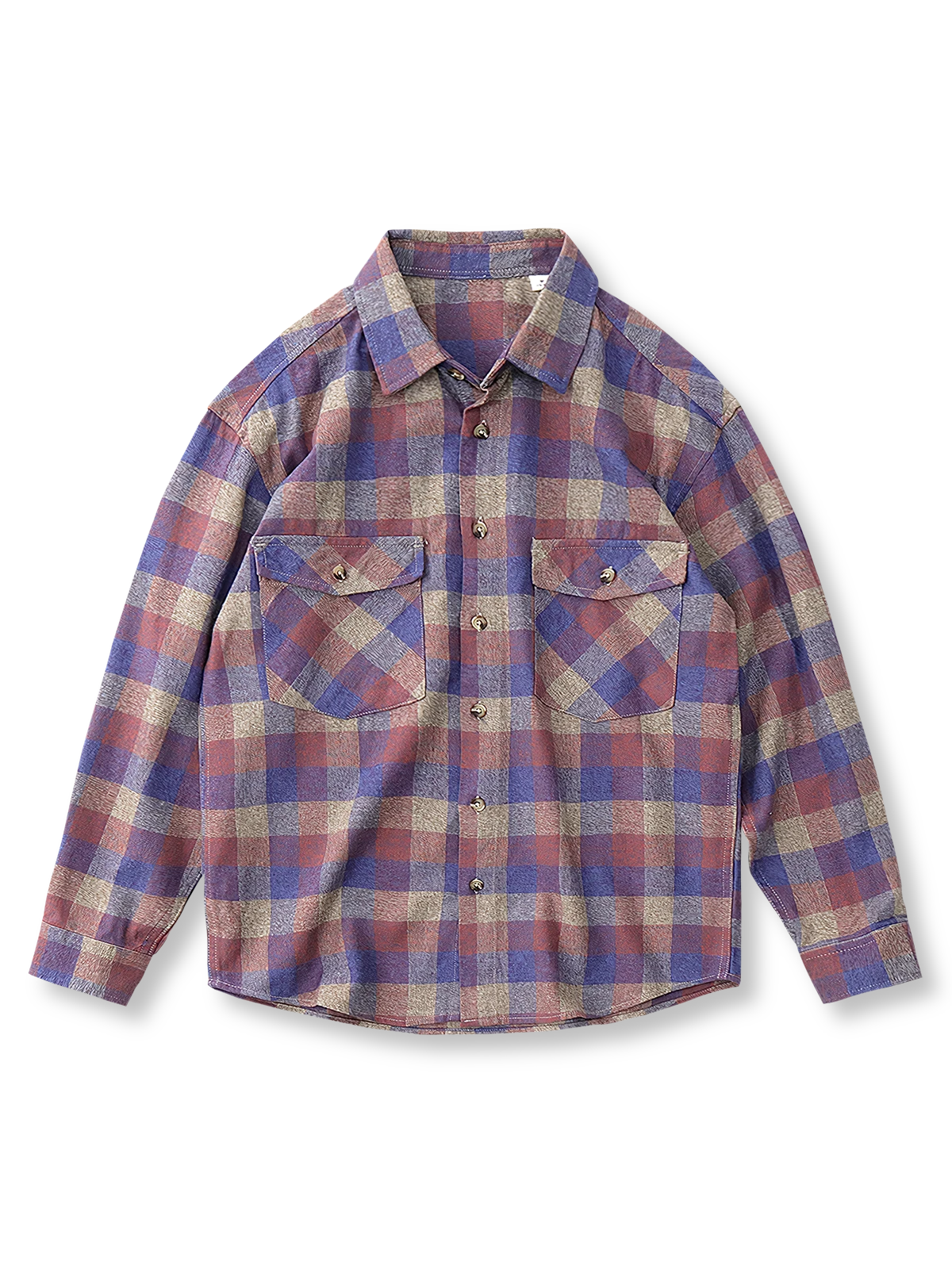 ヘリンボーン起毛コットンのレトロチェックシャツ。