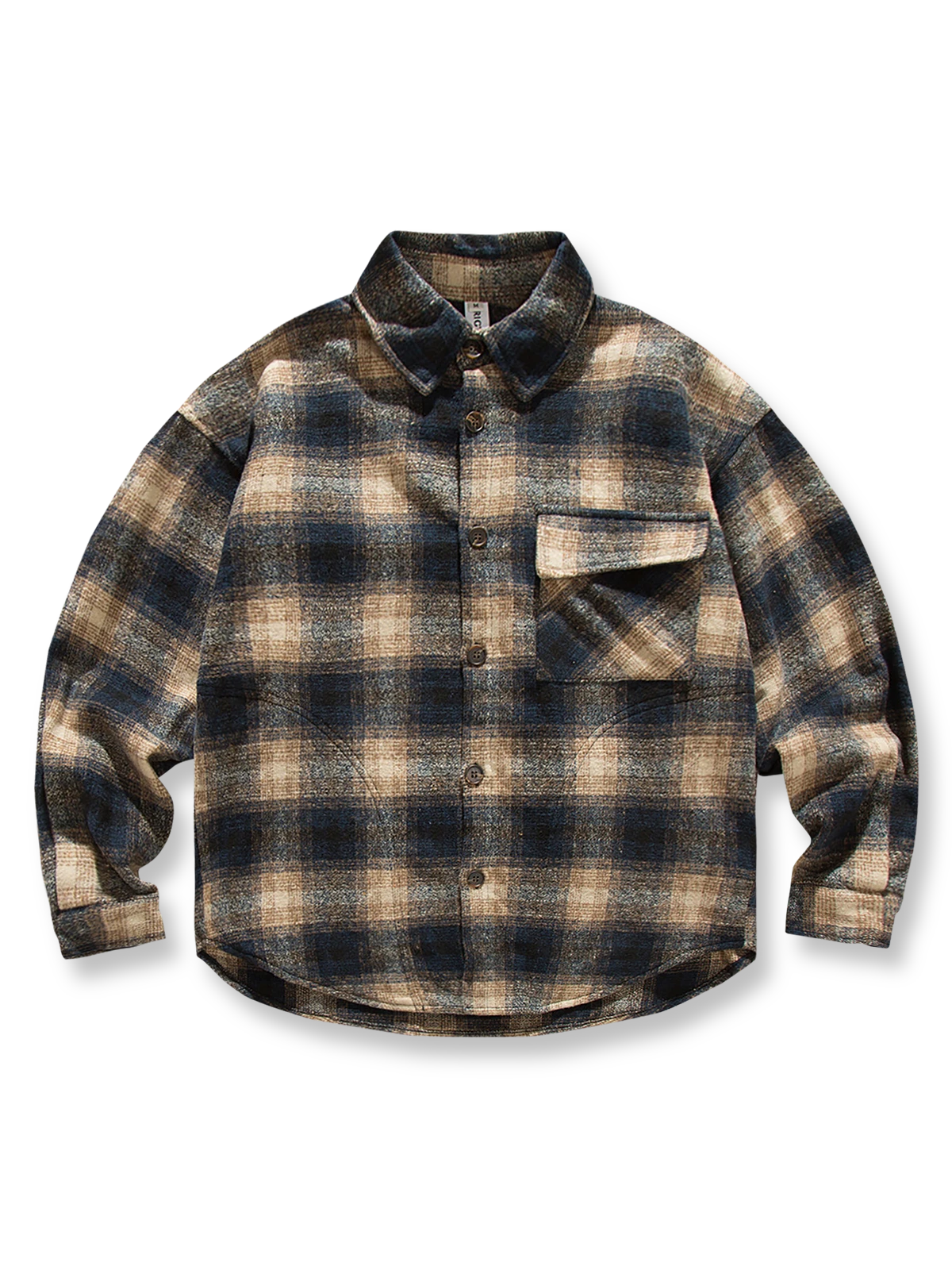 レトロチェックウールシャツの全体正面画像