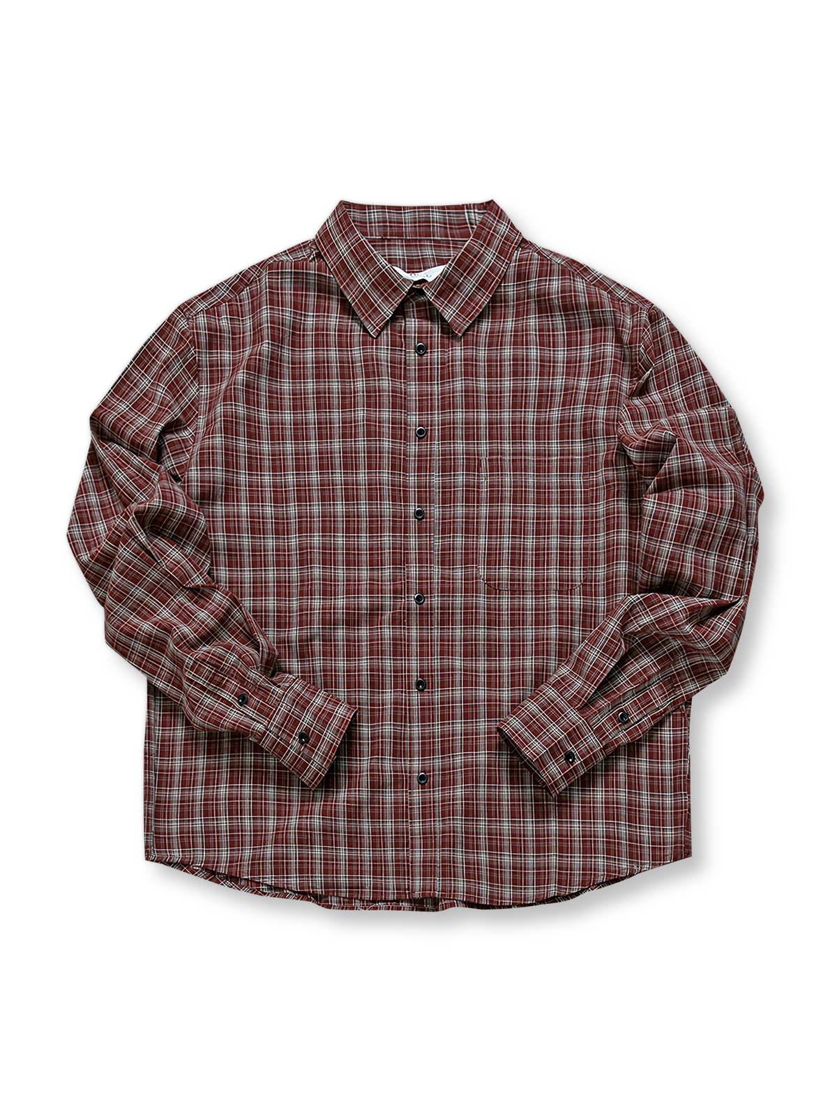 ヴィンテージカラーのチェック柄長袖シャツ