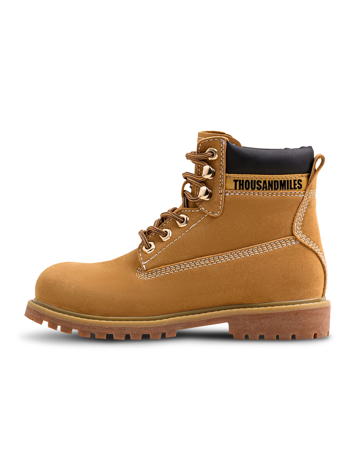 スエードレザーと真鍮パーツが映えるレトロミッドカットハイキングシューズ