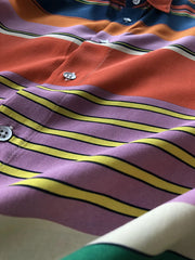 レトロマルチボーダーオープンカラーシャツ