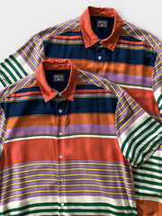 レトロマルチボーダーオープンカラーシャツ