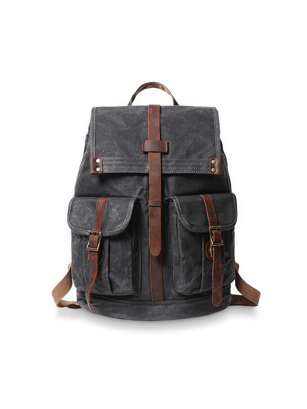 オイルワックスキャンバスとレザーを組み合わせたレトロスタイルバックパック