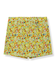 レトロプリントが映える速乾ストレッチ素材のアウトドアスカートパンツ。