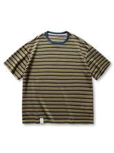 多色ボーダーとリラックスフィットが特徴のレトロストライプボクシーTシャツ