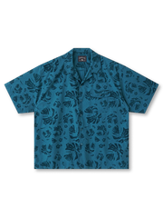 レトロトロピカルフローラルキューバカラーシャツ