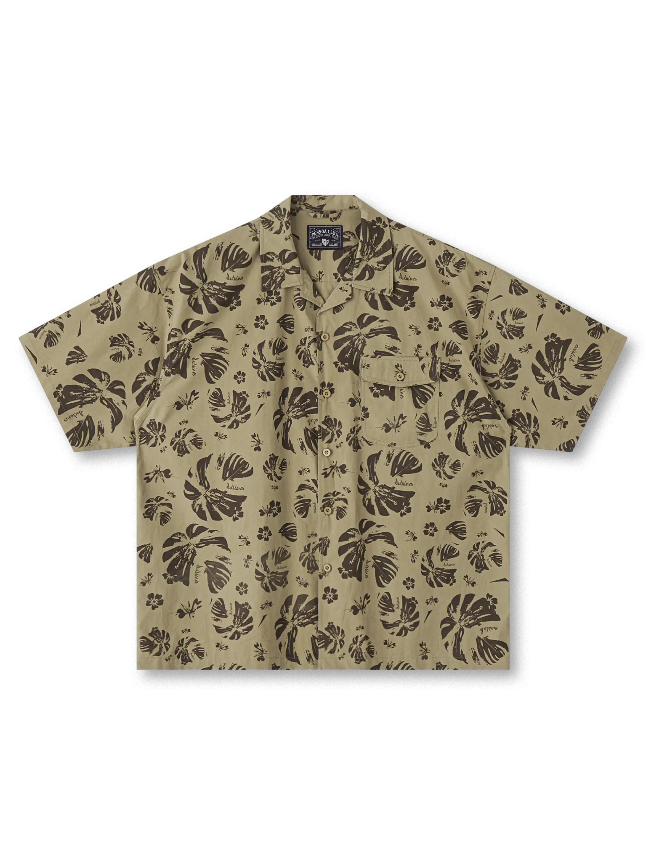 1970年代配色のトロピカルフローラルが映えるコットンキューバカラーシャツ
