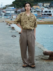 レトロトロピカルフローラルキューバカラーシャツ