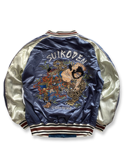 武松と鬼若丸の刺繍を施したリバーシブルシルク&ベルベット横須賀ジャンパー。