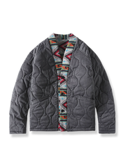 民族調柄のリバーシブル中綿はんてん