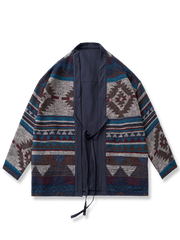 バーシブル仕様 無地xナバホ織り はんてん