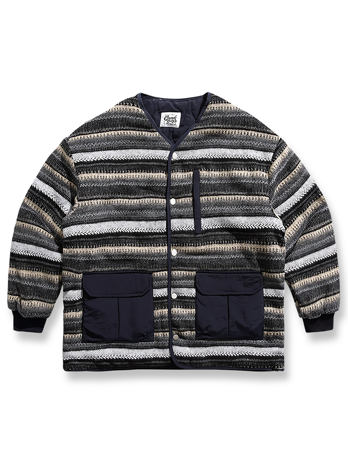 リバーシブル仕様とマフラー付きが魅力のウール混中綿ジャケット