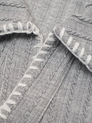 麦穂柄リブニットポロ