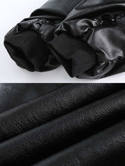 ショート丈 フード付きレザージャケット