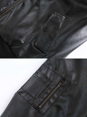 ショート丈 フード付きレザージャケット