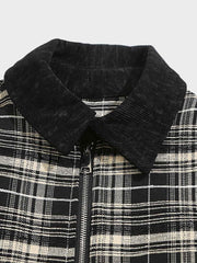 チェック柄襟コンビジャケット